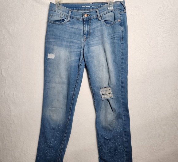 Old Navy Boyfriend Straight Droit Denim Distressed Jean- Size 2 - Picture 2 of 13
